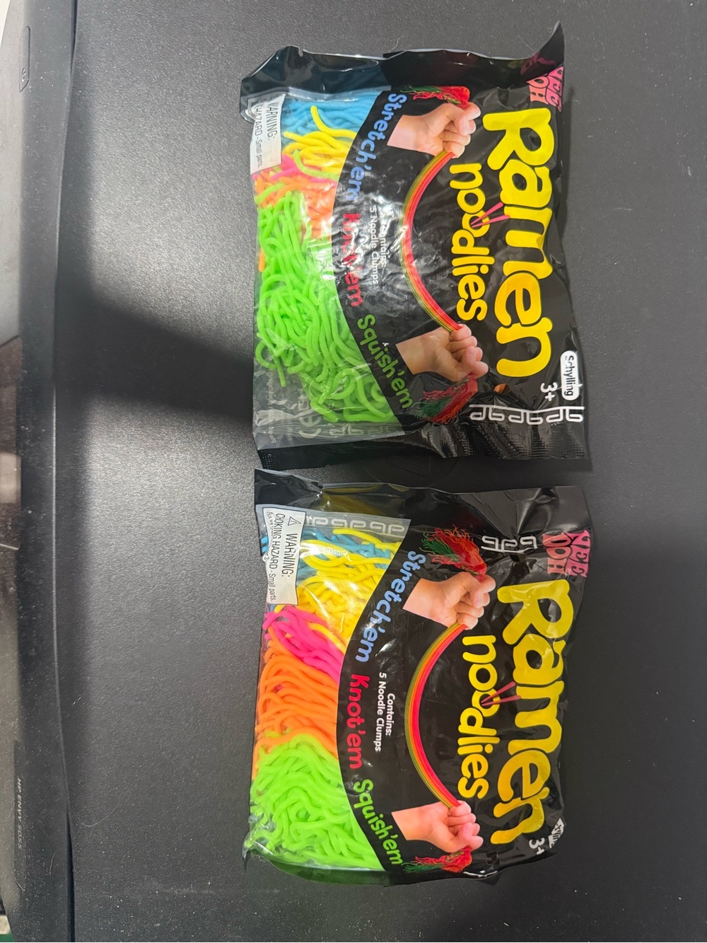 Set of 2 Ramen Noodles Sensory Toy Pack - Neon Multicolor